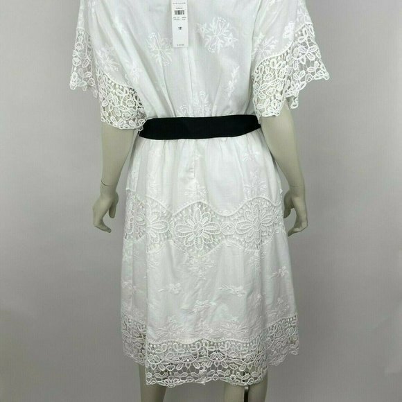 Ann Taylor Lace Belted Dress V-neck Lined Embroidered‎ Cotton Women 12 NWT $169 - Picture 12 of 14